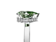 Hidden Halo Engagement Ring Setting for Fancy Green Pear-Shaped Center with Wide Flat Plain Band and Prong Head in Platinum