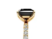Solitaire Engagement Ring Setting for Fancy Black Princess Cut Center with Fine Pave Accents and Prong Head in Yellow Gold