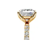 Solitaire Engagement Ring Setting for Princess Cut Center with Fine Pave Accents and Prong Head in Yellow Gold