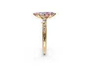 Cluster Engagement Ring Setting for Fancy Pink Marquise Center with Round Cut Accent Band and Prong Head in Yellow Gold