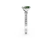Open Basket Engagement Ring Setting for Fancy Green Oval Center with Pave Band and Prong Head in Platinum
