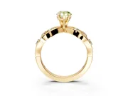 Solitaire Engagement Ring Setting for Fancy Yellow Pear-Shaped Center with Criss-Cross Accent Band and Prong Head in Yellow Gold