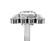 Cluster Halo Engagement Ring Setting for Princess Cut Center with Milgrain Bezel Accents and Prong Head in Sterling Silver