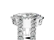 Halo Engagement Ring Setting for Marquise Center with Wide-Open Pave Split Shank and Prong Head in Sterling Silver