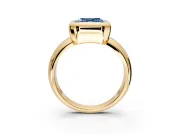 Solitaire Engagement Ring Setting for Fancy Blue Asscher Cut Center with Wide Band and Bezel Head in Yellow Gold