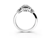 Floral Engagement Ring Setting for Emerald Cut Center with Marquise Cluster Shoulders and Prong Head in White Gold