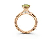 Solitaire Engagement Ring Setting for Fancy Yellow Cushion Cut Center with Milgrain Cathedral Band and Prong Head in Rose Gold