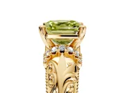 Solitaire Engagement Ring Setting for Fancy Yellow Asscher Cut Center with Filigree Accent Basket and Prong Head in Yellow Gold