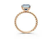 Solitaire Engagement Ring Setting for Fancy Blue Asscher Cut Center with Plain Twisted Rope Band and Prong Head in Rose Gold