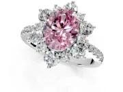 Floral Halo Engagement Ring Setting for Fancy Pink Oval Center with Pave Accents and Prong Head in Platinum