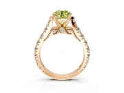 Solitaire Engagement Ring Setting for Fancy Yellow Round Cut Center with Pave Cathedral Shoulders and Prong Head in Rose Gold