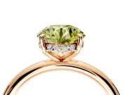 Hidden Halo Engagement Ring Setting for Fancy Yellow Round Cut Center with Thin Rounded Band and Prong Head in Rose Gold