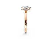 Hidden Halo Engagement Ring Setting for Pear-Shaped Center with Plain Band and Tall Prong Head in Rose Gold