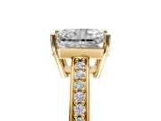 Solitaire Engagement Ring Setting for Radiant Cut Center with Channel-Set Accent Band and Prong Head in Yellow Gold