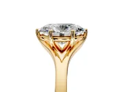 Solitaire Engagement Ring Setting for Oval Center with Plain Split Shank and Prong Head in Yellow Gold