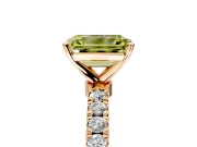 Open Basket Engagement Ring Setting for Fancy Yellow Emerald Cut Center with Pave Band and Prong Head in Rose Gold