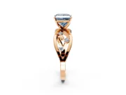 Solitaire Engagement Ring Setting for Fancy Blue Princess Cut Center with Criss-Cross Accent Band and Prong Head in Rose Gold
