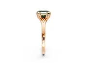 Solitaire Engagement Ring Setting for Fancy Green Asscher Cut Center with Plain Split Shank and Prong Head in Rose Gold