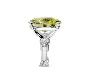 Solitaire Engagement Ring Setting for Fancy Yellow Oval Center with Bezel Station Band and Prong Head in Platinum