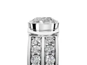 Bezel Engagement Ring Setting for Cushion Cut Center with Wide Channel-Set Band and Bezel Head in Sterling Silver