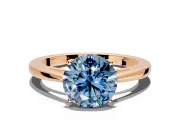 Solitaire Engagement Ring Setting for Fancy Blue Round Cut Center with Open Cathedral Shoulders and Prong Head in Rose Gold