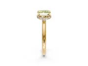 Hidden Halo Engagement Ring Setting for Fancy Yellow Radiant Cut Center with Plain Rounded Band and Prong Head in Yellow Gold