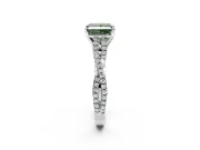 Solitaire Engagement Ring Setting for Fancy Green Princess Cut Center with Twisted Pave Split Shank and Prong Head in Platinum