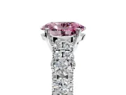 Solitaire Engagement Ring Setting for Fancy Pink Oval Center with Pave Cathedral Shoulders and Prong Head in Sterling Silver