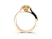 Floral Engagement Ring Setting for Fancy Yellow Emerald Cut Center with Pave Band and Floral Prong Head in Rose Gold