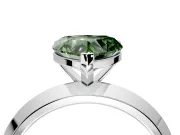 Solitaire Engagement Ring Setting for Fancy Green Heart-Shaped Center with Wide Knife Ridge Band and Prong Head in Sterling Silver