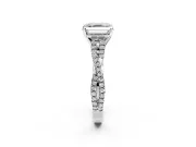 Solitaire Engagement Ring Setting for Asscher Cut Center with Twisted Pave Split Shank and Prong Head in Platinum