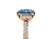 Solitaire Engagement Ring Setting for Fancy Blue Radiant Cut Center with Fine Pave Band and Prong Head in Rose Gold