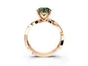 Solitaire Engagement Ring Setting for Fancy Green Round Cut Center with Pave and Plain Crossover Band and Prong Head in Rose Gold