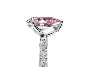 Solitaire Engagement Ring Setting for Fancy Pink Pear-Shaped Center with Fine Pave Accents and Prong Head in Platinum