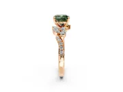 Solitaire Engagement Ring Setting for Fancy Green Cushion Cut Center with Marquise Accent Twist Band and Prong Head in Rose Gold