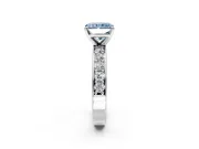 Solitaire Engagement Ring Setting for Fancy Blue Radiant Cut Center with Channel-Set Accents and Prong Head in Platinum
