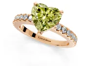 Solitaire Engagement Ring Setting for Fancy Yellow Heart-Shaped Center with Single Row Accent Band and Prong Head in Rose Gold