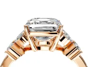 Floral Engagement Ring Setting for Asscher Cut Center with Marquise Cluster Shoulders and Prong Head in Rose Gold