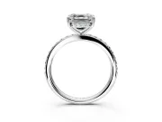 Solitaire Engagement Ring Setting for Asscher Cut Center with Fine Pave Band and Prong Head in Platinum