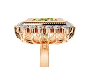 Halo Engagement Ring Setting for Fancy Yellow Princess Cut Center with Milgrain Bezel Rim, Plain Band and Prong Head in Rose Gold