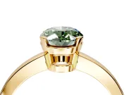 Solitaire Engagement Ring Setting for Fancy Green Oval Center with Plain Band and Flat Tab Prong Head in Yellow Gold