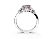 Floral Engagement Ring Setting for Fancy Pink Heart-Shaped Center with Marquise Cluster Shoulders and Prong Head in Platinum