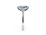 Baguette Engagement Ring Setting for Fancy Blue Marquise Center with Alternating Bar-Set Band and Prong Head in Platinum