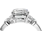 Solitaire Engagement Ring Setting for Asscher Cut Center with Marquise Flower Shoulders and Prong Head in Platinum