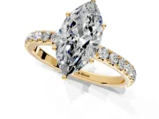 Solitaire Engagement Ring Setting for Marquise Center with Large Accent Band and Prong Head in Yellow Gold