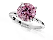 Minimalist Solitaire Engagement Ring Setting for Fancy Pink Round Cut Center with Thin Band and Prong Head in Platinum