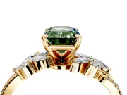 Solitaire Engagement Ring Setting for Fancy Green Emerald Cut Center with Marquise Accent Twist Band and Prong Head in Yellow Gold