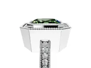 Halo Engagement Ring Setting for Fancy Green Asscher Cut Center with Milgrain Halo, Pave Band and Prong Head in Platinum