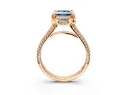 Solitaire Engagement Ring Setting for Fancy Blue Princess Cut Center with Accented Split Shank and Prong Head in Rose Gold