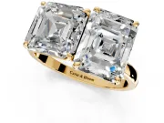 Asscher Cut and Emerald Cut Lab-Grown Diamond Toi et Moi Engagement Ring with Prong-Set Stones in Yellow Gold